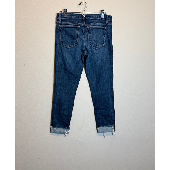 Joe's Jeans The Icon midrise skinny crop blue stretch denim cuffed raw hem Sz 30 - Picture 3 of 10
